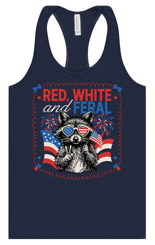 Red, White, Feral Women's Racerback Tank