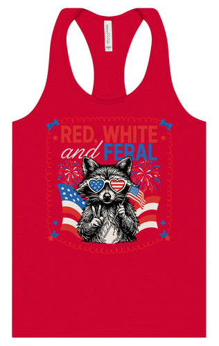 Red, White, Feral Women's Racerback Tank