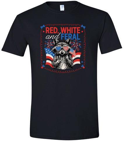 Red, White, Feral Adult Gildan Soft Shirt
