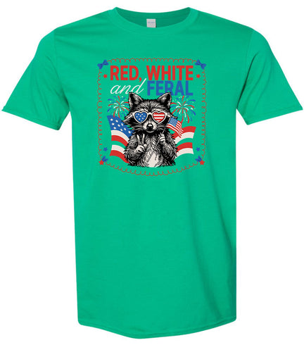 Red, White, Feral Adult Gildan Soft Shirt