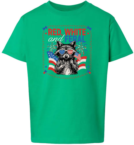 Red, White, Feral Children's Gildan Soft Shirt