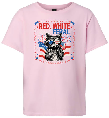 Red, White, Feral Children's Gildan Soft Shirt