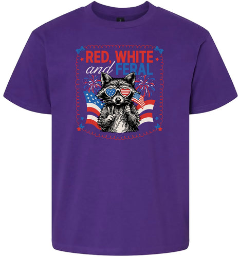 Red, White, Feral Children's Gildan Soft Shirt