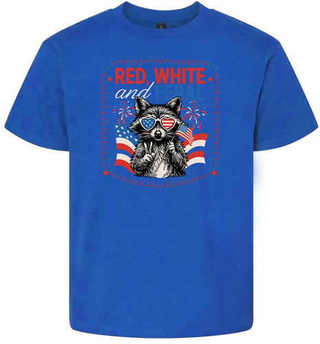 Red, White, Feral Children's Gildan Soft Shirt