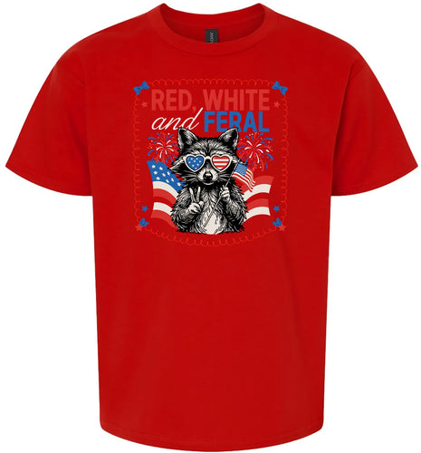 Red, White, Feral Children's Gildan Soft Shirt