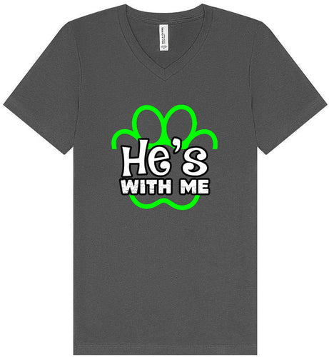 Neon Paws He's With Me Unisex V-Neck Shirt
