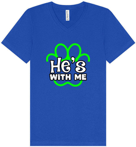 Neon Paws He's With Me Unisex V-Neck Shirt