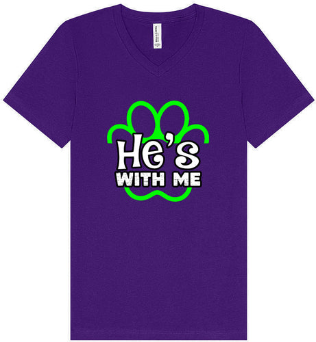 Neon Paws He's With Me Unisex V-Neck Shirt