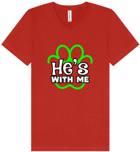 Neon Paws He's With Me Unisex V-Neck Shirt