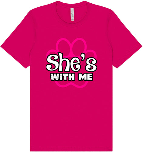 Neon Paws She's With Me Adult Bella Canvas Shirt