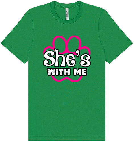 Neon Paws She's With Me Adult Bella Canvas Shirt