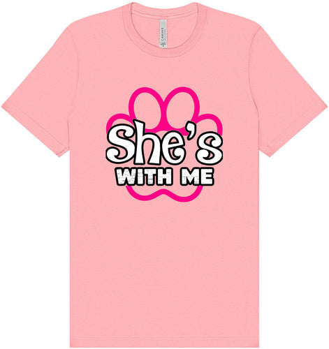 Neon Paws She's With Me Adult Bella Canvas Shirt