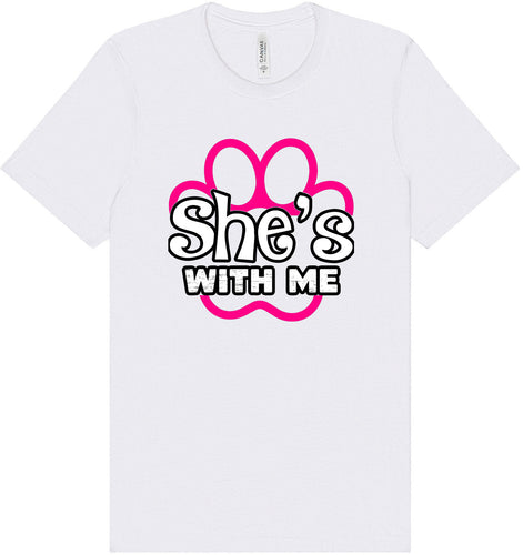 Neon Paws She's With Me Adult Bella Canvas Shirt