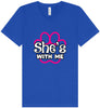Neon Paws She's With Me Unisex V-Neck Shirt