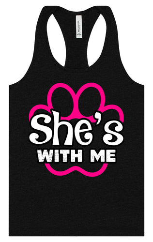 Neon Paws She's With Me Women's Racerback Tank