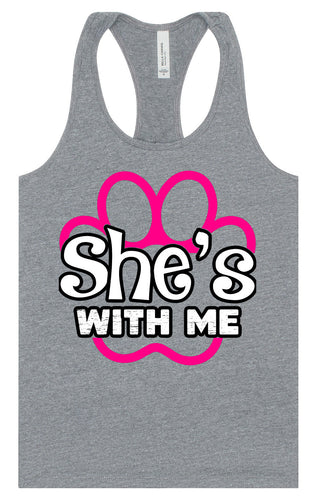 Neon Paws She's With Me Women's Racerback Tank
