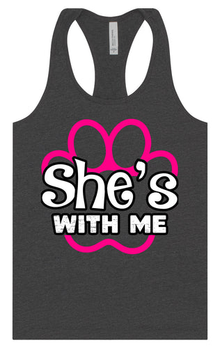 Neon Paws She's With Me Women's Racerback Tank