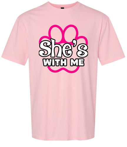 Neon Paws She's With Me Adult Gildan Soft Shirt