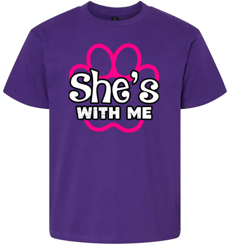 Neon Paws She's With Me Children's Gildan Soft Shirt