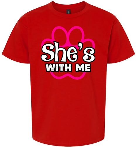 Neon Paws She's With Me Children's Gildan Soft Shirt