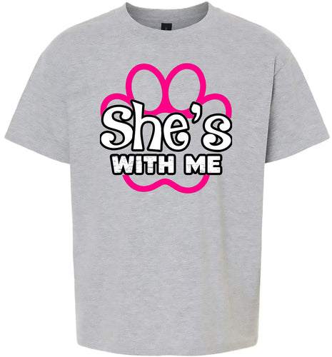 Neon Paws She's With Me Children's Gildan Soft Shirt