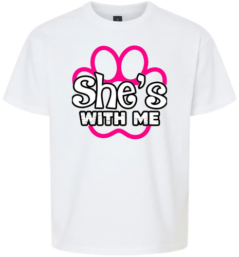 Neon Paws She's With Me Children's Gildan Soft Shirt
