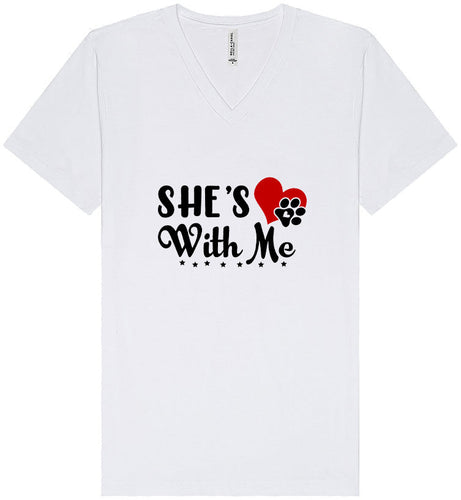 Cutesy She's With Me Unisex V-Neck Shirt