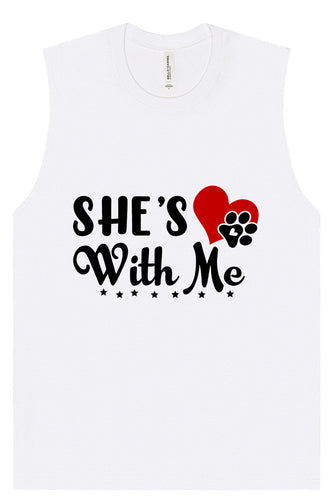 Cutesy She's With Me Muscle Tank