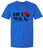Cutesy She's With Me Adult Gildan Soft Shirt