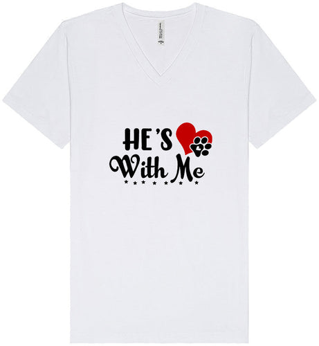 Cutesy He's With Me Unisex V-Neck Shirt