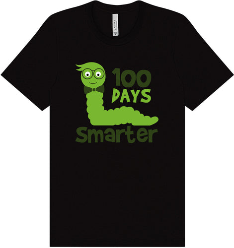 100 Days Smarter Green Worm Adult Bella Canvas Shirt