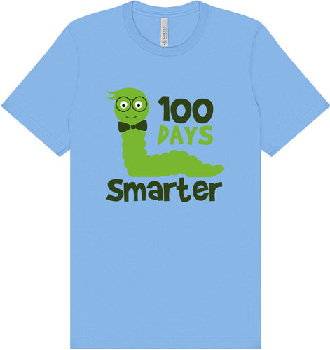 100 Days Smarter Green Worm Adult Bella Canvas Shirt