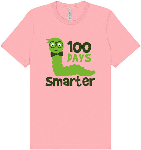 100 Days Smarter Green Worm Adult Bella Canvas Shirt
