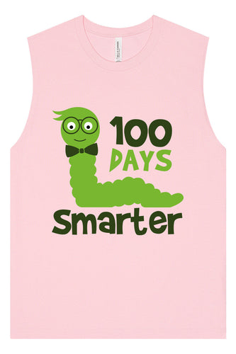 100 Days Smarter Green Worm Muscle Tank