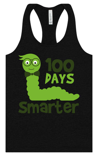 100 Days Smarter Green Worm Women's Racerback Tank