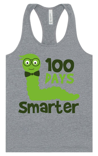 100 Days Smarter Green Worm Women's Racerback Tank