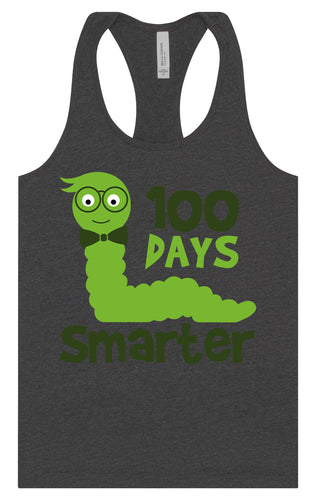 100 Days Smarter Green Worm Women's Racerback Tank