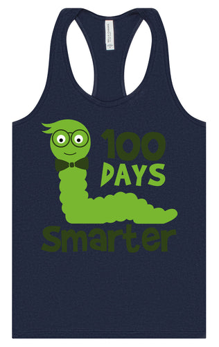 100 Days Smarter Green Worm Women's Racerback Tank