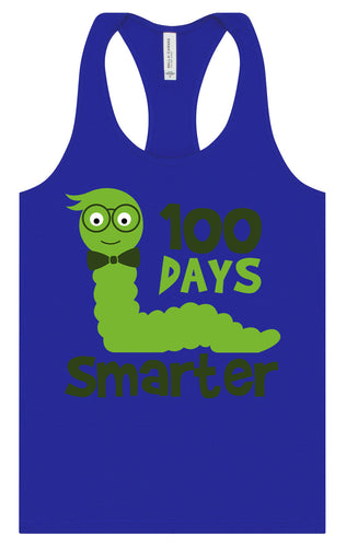 100 Days Smarter Green Worm Women's Racerback Tank