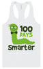 100 Days Smarter Green Worm Women's Racerback Tank