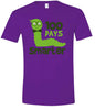 100 Days Smarter Green Worm Adult Gildan Soft Shirt