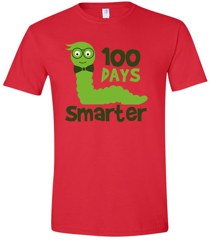 100 Days Smarter Green Worm Adult Gildan Soft Shirt