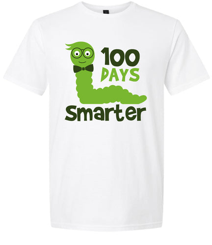 100 Days Smarter Green Worm Adult Gildan Soft Shirt
