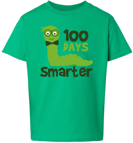 100 Days Smarter Green Worm Children's Gildan Soft Shirt