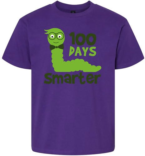 100 Days Smarter Green Worm Children's Gildan Soft Shirt