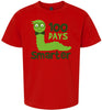 100 Days Smarter Green Worm Children's Gildan Soft Shirt