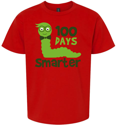 100 Days Smarter Green Worm Children's Gildan Soft Shirt