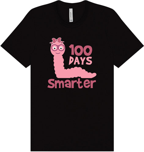 100 Days Smarter Pink Worm Adult Bella Canvas Shirt