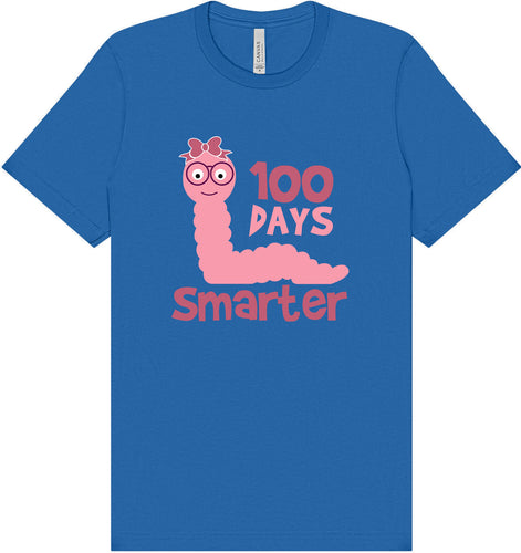 100 Days Smarter Pink Worm Adult Bella Canvas Shirt