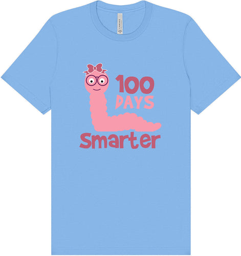 100 Days Smarter Pink Worm Adult Bella Canvas Shirt